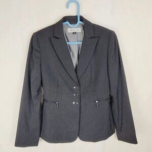 Tahari ASL black micro dot snap button blazer Size 2P Old Money Officecore